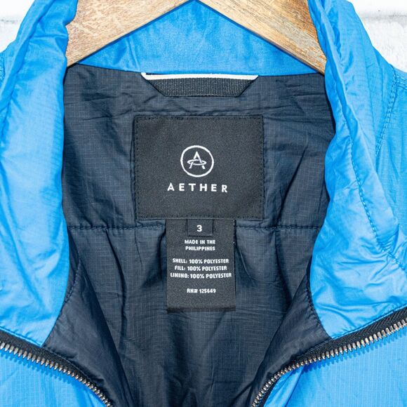 AETHER Men's Packable Shelter Jacket insulated quilted blue sz 3 / Large - Picture 3 of 9